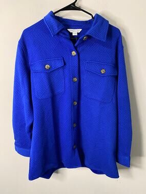 New Coldwater Creek Soft Impressions Shirt Jacket, Blue Size Large